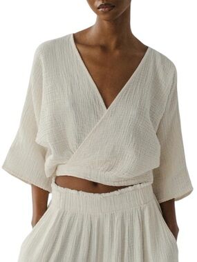 Pokoloko Ikikiz Crinkle Balloon Sleeve Wrap Top